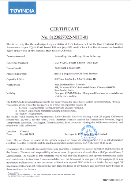 Compliance Certificate